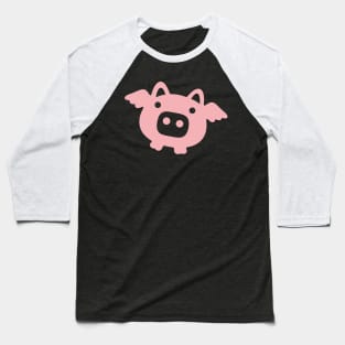 Flying Pink Pig Baseball T-Shirt